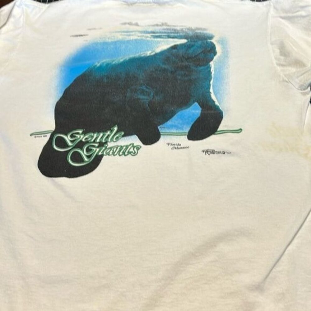 VTG Lowry Park Zoo Tampa Fla Gentle Giants XL T-Shirt Manatee Graphic Pocket Tee - Picture 1 of 8